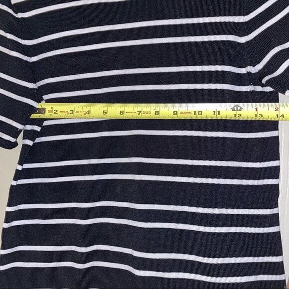 CARMEN MARC VALVO Striped Zipper Pullover black/white sz Med - Picture 6 of 6